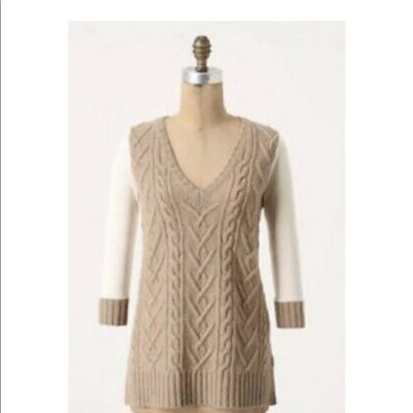 Pilcro and The Letterpress  | Anthropologie Brown Wool V Neck Pullover Sweater - Picture 1 of 5